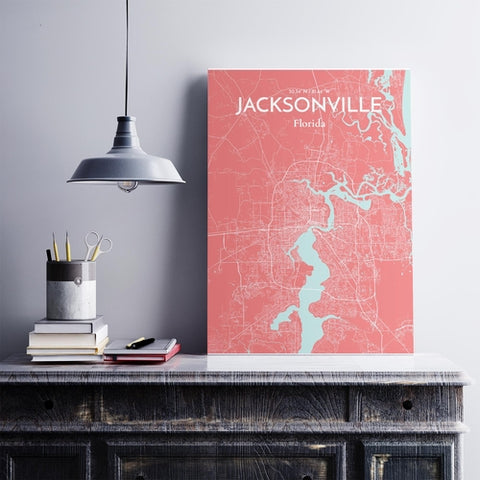 Jacksonville City Map Poster – Detailed Art Print of Jacksonville, Florida for Home Decor, Office Decor, Travel Art, and Unique Gifts