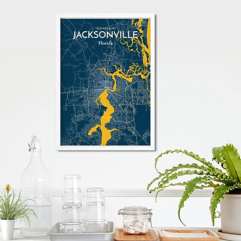 Jacksonville City Map Poster – Detailed Art Print of Jacksonville, Florida for Home Decor, Office Decor, Travel Art, and Unique Gifts