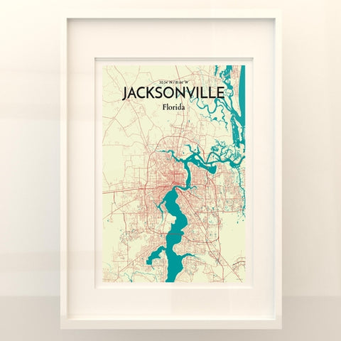 Jacksonville City Map Poster – Detailed Art Print of Jacksonville, Florida for Home Decor, Office Decor, Travel Art, and Unique Gifts