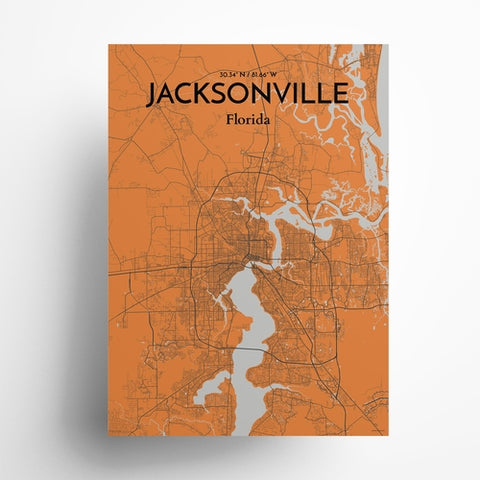 Jacksonville City Map Poster – Detailed Art Print of Jacksonville, Florida for Home Decor, Office Decor, Travel Art, and Unique Gifts