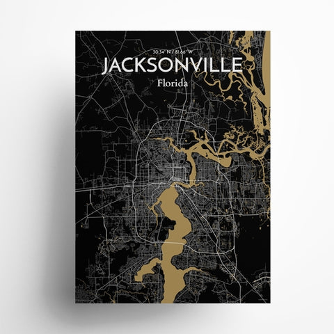 Jacksonville City Map Poster – Detailed Art Print of Jacksonville, Florida for Home Decor, Office Decor, Travel Art, and Unique Gifts