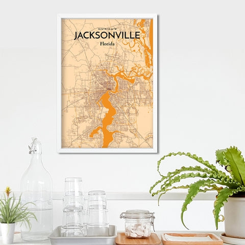 Jacksonville City Map Poster – Detailed Art Print of Jacksonville, Florida for Home Decor, Office Decor, Travel Art, and Unique Gifts