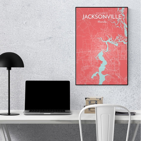 Jacksonville City Map Poster – Detailed Art Print of Jacksonville, Florida for Home Decor, Office Decor, Travel Art, and Unique Gifts