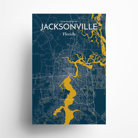 Jacksonville City Map Poster – Detailed Art Print of Jacksonville, Florida for Home Decor, Office Decor, Travel Art, and Unique Gifts