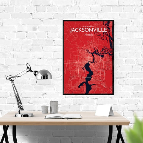 Jacksonville City Map Poster – Detailed Art Print of Jacksonville, Florida for Home Decor, Office Decor, Travel Art, and Unique Gifts