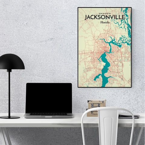 Jacksonville City Map Poster – Detailed Art Print of Jacksonville, Florida for Home Decor, Office Decor, Travel Art, and Unique Gifts