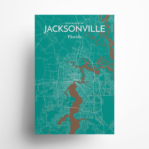 Jacksonville City Map Poster – Detailed Art Print of Jacksonville, Florida for Home Decor, Office Decor, Travel Art, and Unique Gifts