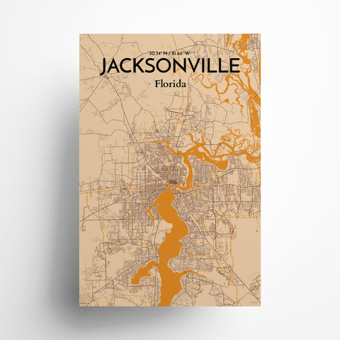 Jacksonville City Map Poster – Detailed Art Print of Jacksonville, Florida for Home Decor, Office Decor, Travel Art, and Unique Gifts