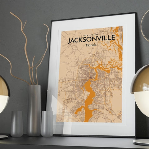 Jacksonville City Map Poster – Detailed Art Print of Jacksonville, Florida for Home Decor, Office Decor, Travel Art, and Unique Gifts