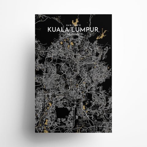 Kuala Lumpur City Map Poster – Detailed Art Print of Kuala Lumpur, Malaysia for Home Decor, Office Decor, Travel Art, and Unique Gifts