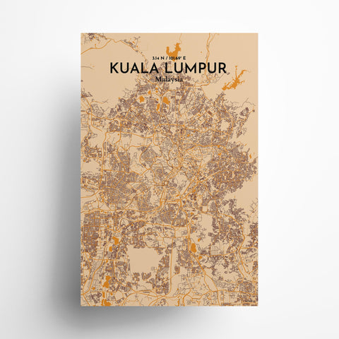 Kuala Lumpur City Map Poster – Detailed Art Print of Kuala Lumpur, Malaysia for Home Decor, Office Decor, Travel Art, and Unique Gifts