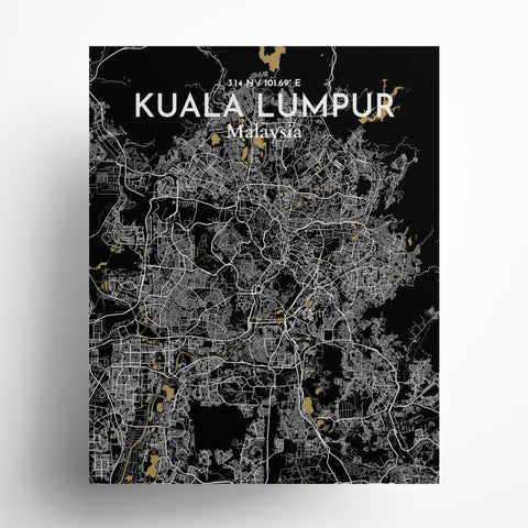 Kuala Lumpur City Map Poster – Detailed Art Print of Kuala Lumpur, Malaysia for Home Decor, Office Decor, Travel Art, and Unique Gifts