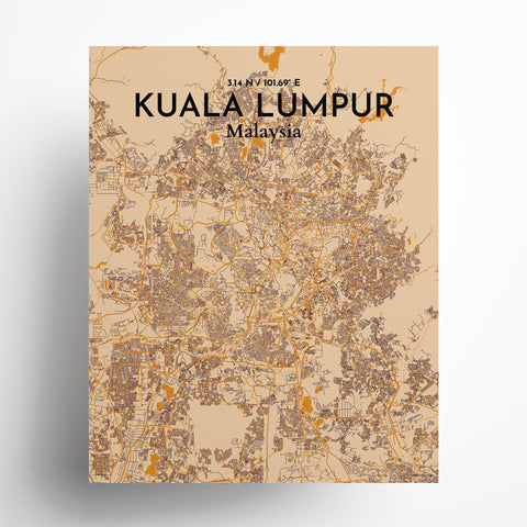 Kuala Lumpur City Map Poster – Detailed Art Print of Kuala Lumpur, Malaysia for Home Decor, Office Decor, Travel Art, and Unique Gifts