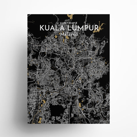 Kuala Lumpur City Map Poster – Detailed Art Print of Kuala Lumpur, Malaysia for Home Decor, Office Decor, Travel Art, and Unique Gifts