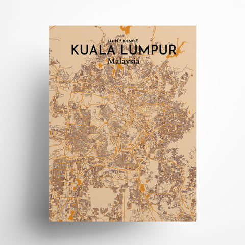 Kuala Lumpur City Map Poster – Detailed Art Print of Kuala Lumpur, Malaysia for Home Decor, Office Decor, Travel Art, and Unique Gifts