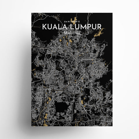 Kuala Lumpur City Map Poster – Detailed Art Print of Kuala Lumpur, Malaysia for Home Decor, Office Decor, Travel Art, and Unique Gifts