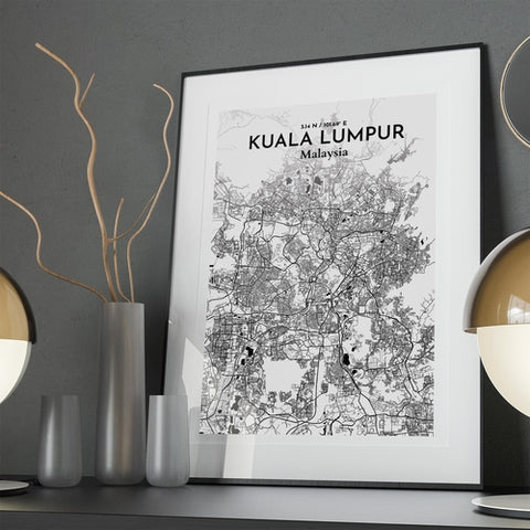 Kuala Lumpur City Map Poster – Detailed Art Print of Kuala Lumpur, Malaysia for Home Decor, Office Decor, Travel Art, and Unique Gifts