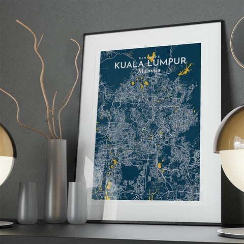 Kuala Lumpur City Map Poster – Detailed Art Print of Kuala Lumpur, Malaysia for Home Decor, Office Decor, Travel Art, and Unique Gifts