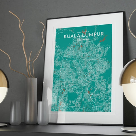 Kuala Lumpur City Map Poster – Detailed Art Print of Kuala Lumpur, Malaysia for Home Decor, Office Decor, Travel Art, and Unique Gifts