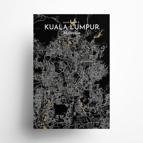 Kuala Lumpur City Map Poster – Detailed Art Print of Kuala Lumpur, Malaysia for Home Decor, Office Decor, Travel Art, and Unique Gifts