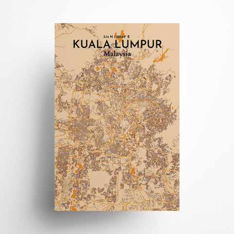 Kuala Lumpur City Map Poster – Detailed Art Print of Kuala Lumpur, Malaysia for Home Decor, Office Decor, Travel Art, and Unique Gifts