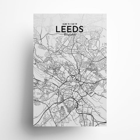 Leeds City Map Poster – Detailed Art Print of Leeds, England City Map Art for Home Decor, Office Decor, and Unique Gifts