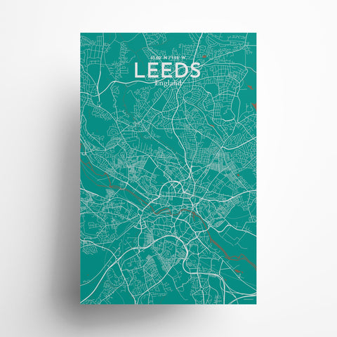 Leeds City Map Poster – Detailed Art Print of Leeds, England City Map Art for Home Decor, Office Decor, and Unique Gifts