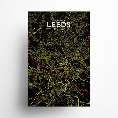 Leeds City Map Poster – Detailed Art Print of Leeds, England City Map Art for Home Decor, Office Decor, and Unique Gifts