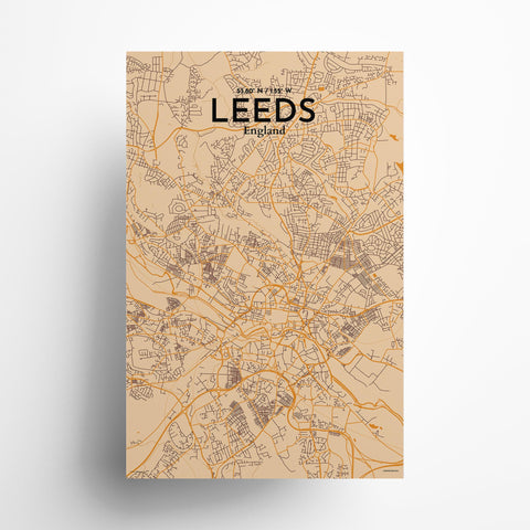 Leeds City Map Poster – Detailed Art Print of Leeds, England City Map Art for Home Decor, Office Decor, and Unique Gifts