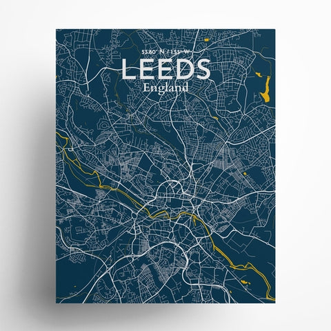 Leeds City Map Poster – Detailed Art Print of Leeds, England City Map Art for Home Decor, Office Decor, and Unique Gifts