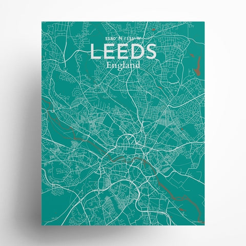 Leeds City Map Poster – Detailed Art Print of Leeds, England City Map Art for Home Decor, Office Decor, and Unique Gifts