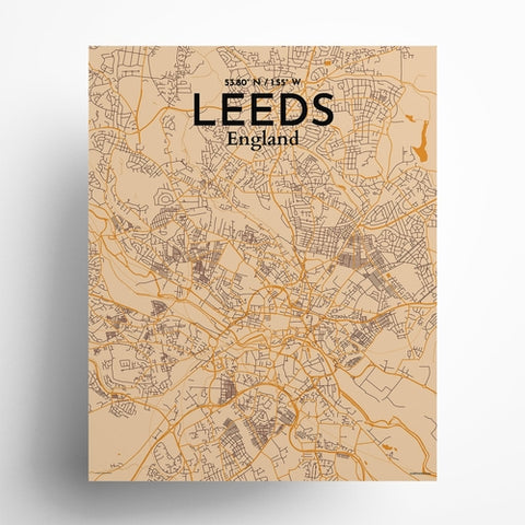 Leeds City Map Poster – Detailed Art Print of Leeds, England City Map Art for Home Decor, Office Decor, and Unique Gifts