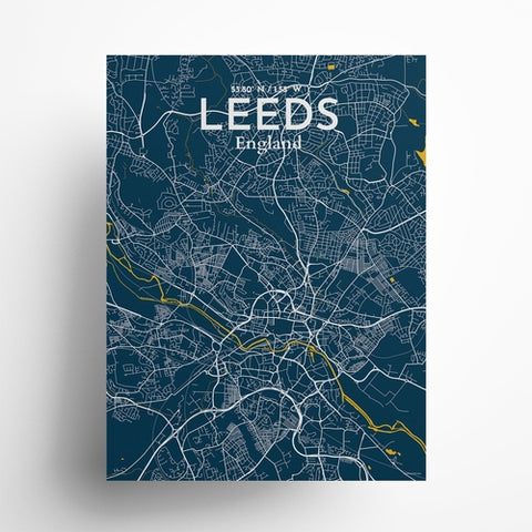 Leeds City Map Poster – Detailed Art Print of Leeds, England City Map Art for Home Decor, Office Decor, and Unique Gifts