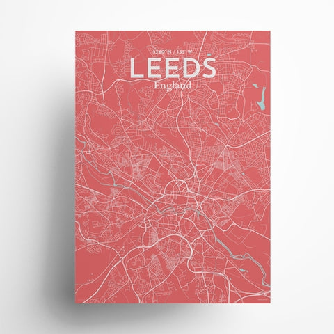 Leeds City Map Poster – Detailed Art Print of Leeds, England City Map Art for Home Decor, Office Decor, and Unique Gifts