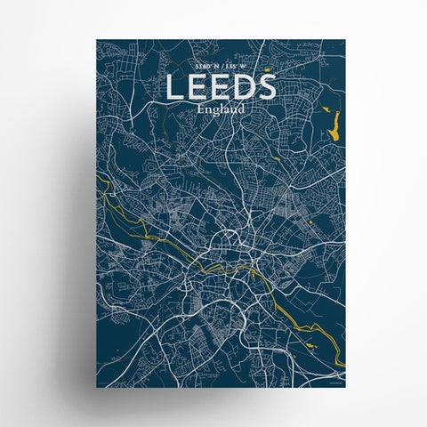 Leeds City Map Poster – Detailed Art Print of Leeds, England City Map Art for Home Decor, Office Decor, and Unique Gifts