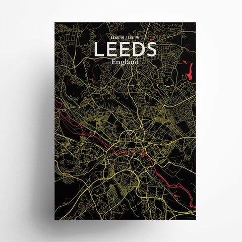 Leeds City Map Poster – Detailed Art Print of Leeds, England City Map Art for Home Decor, Office Decor, and Unique Gifts