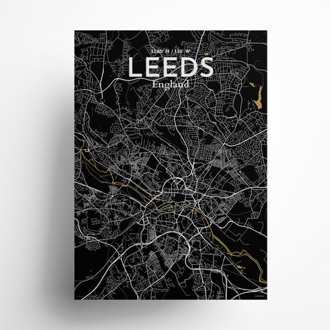 Leeds City Map Poster – Detailed Art Print of Leeds, England City Map Art for Home Decor, Office Decor, and Unique Gifts