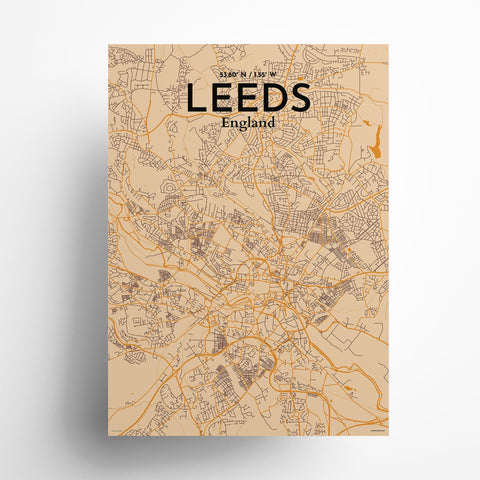 Leeds City Map Poster – Detailed Art Print of Leeds, England City Map Art for Home Decor, Office Decor, and Unique Gifts