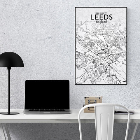 Leeds City Map Poster – Detailed Art Print of Leeds, England City Map Art for Home Decor, Office Decor, and Unique Gifts