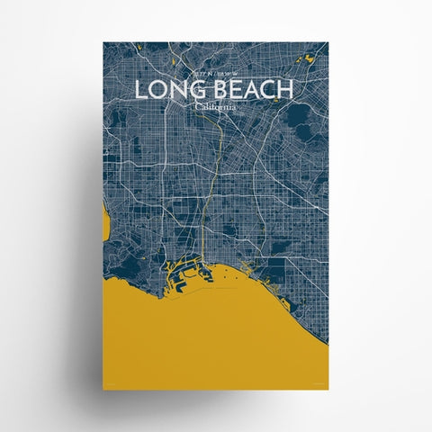 Long Beach CA City Map Poster – Detailed Art Print of Long Beach, California for Home Decor, Office Decor, Travel Art, and Unique Gifts