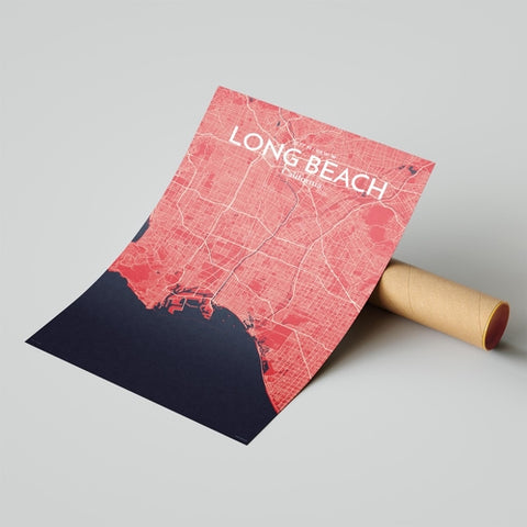 Long Beach CA City Map Poster – Detailed Art Print of Long Beach, California for Home Decor, Office Decor, Travel Art, and Unique Gifts