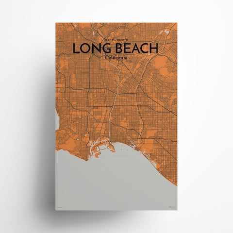 Long Beach CA City Map Poster – Detailed Art Print of Long Beach, California for Home Decor, Office Decor, Travel Art, and Unique Gifts