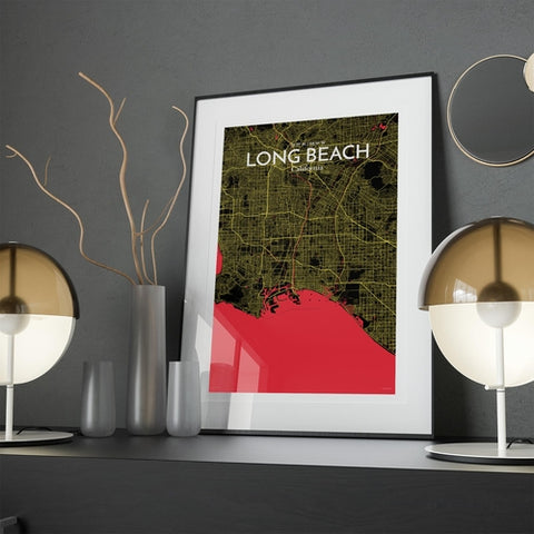 Long Beach CA City Map Poster – Detailed Art Print of Long Beach, California for Home Decor, Office Decor, Travel Art, and Unique Gifts