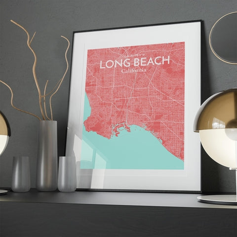 Long Beach CA City Map Poster – Detailed Art Print of Long Beach, California for Home Decor, Office Decor, Travel Art, and Unique Gifts