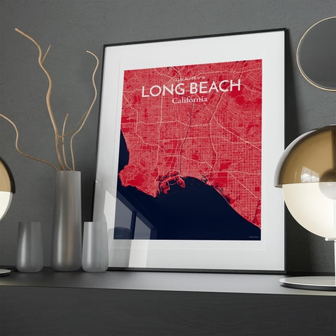 Long Beach CA City Map Poster – Detailed Art Print of Long Beach, California for Home Decor, Office Decor, Travel Art, and Unique Gifts