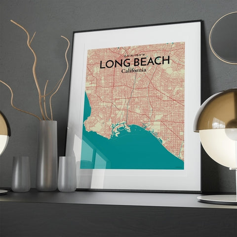 Long Beach CA City Map Poster – Detailed Art Print of Long Beach, California for Home Decor, Office Decor, Travel Art, and Unique Gifts