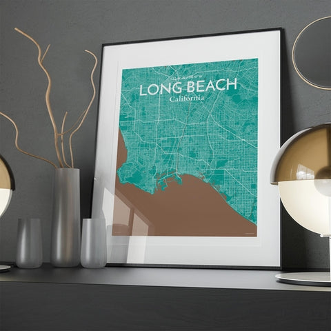 Long Beach CA City Map Poster – Detailed Art Print of Long Beach, California for Home Decor, Office Decor, Travel Art, and Unique Gifts