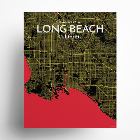 Long Beach CA City Map Poster – Detailed Art Print of Long Beach, California for Home Decor, Office Decor, Travel Art, and Unique Gifts