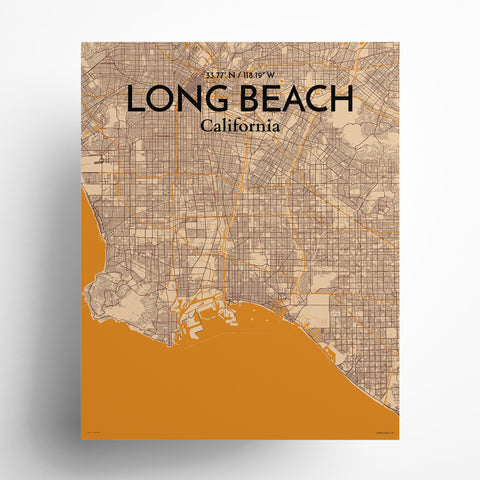 Long Beach CA City Map Poster – Detailed Art Print of Long Beach, California for Home Decor, Office Decor, Travel Art, and Unique Gifts