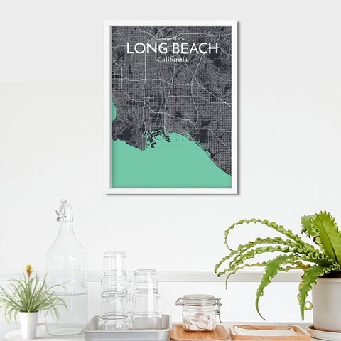 Long Beach CA City Map Poster – Detailed Art Print of Long Beach, California for Home Decor, Office Decor, Travel Art, and Unique Gifts